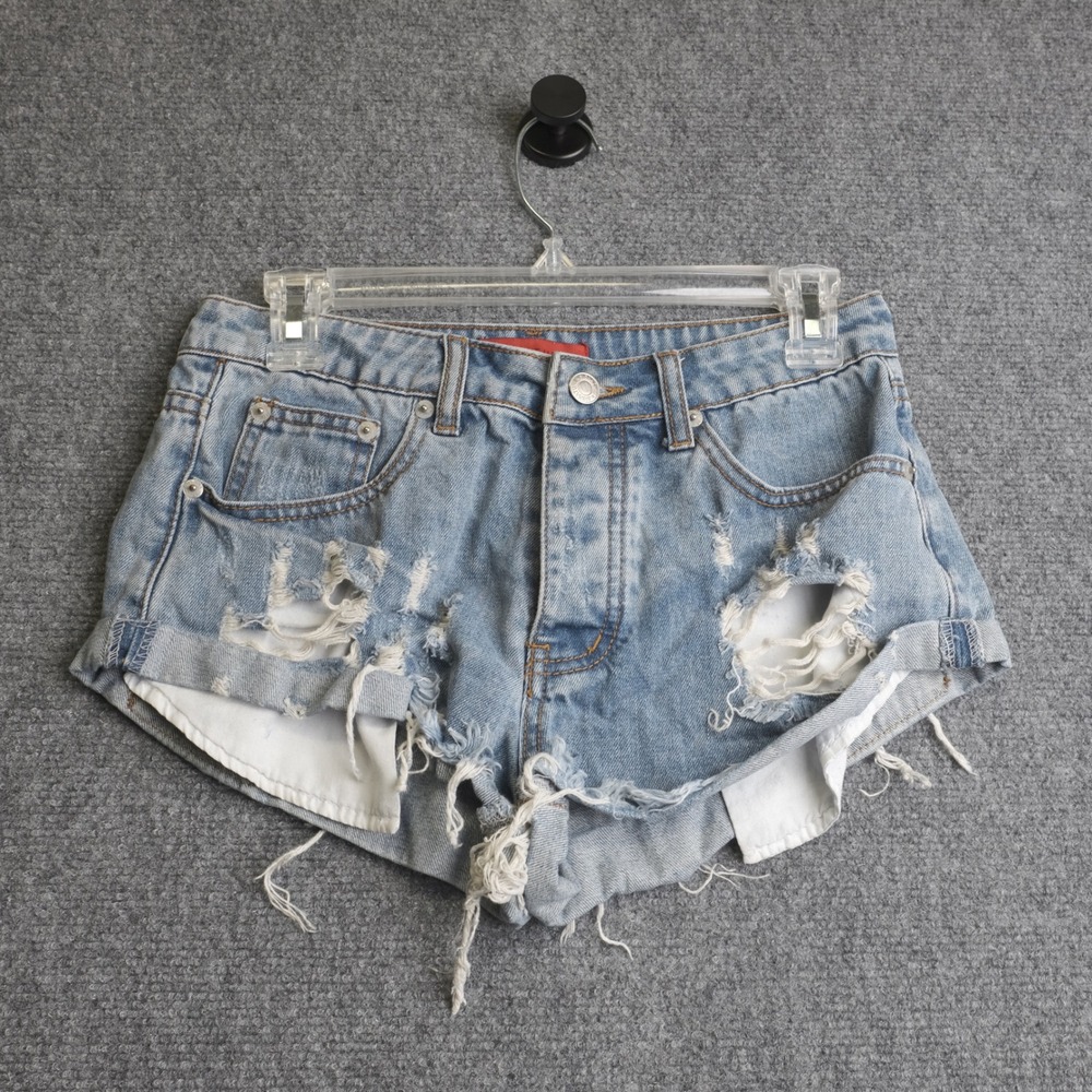 Signature 8 Distressed Denim Shorts Womens S Blue Bratz Y2K 2000s 2" Mini Retro